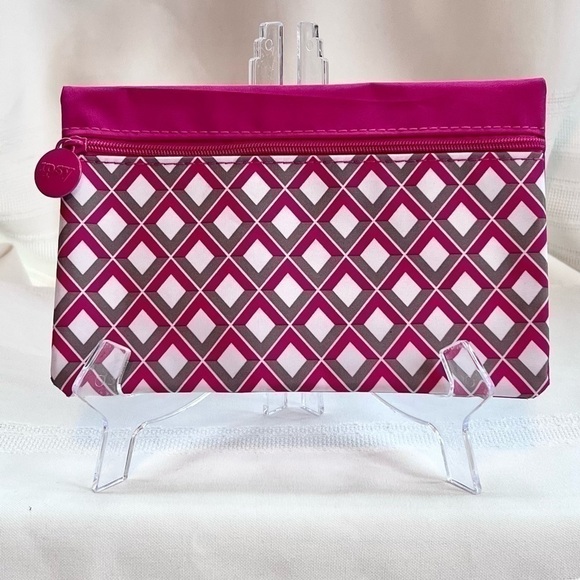 π3/$12π5/$15 ipsy Hot Pink Greyβ White Diamonds Makeup Bag EUC February 2015 - Picture 2 of 5